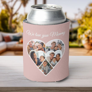 Mother’s Day Photo Collage Heart Family Picture  Can Cooler