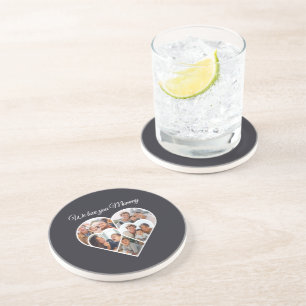Mother’s Day Photo Collage Heart Family Picture Coaster