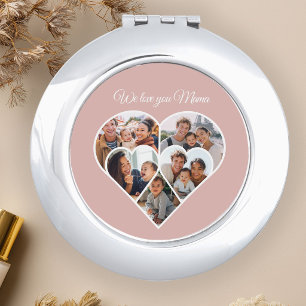 Mother’s Day Photo Collage Heart Family Picture  Compact Mirror