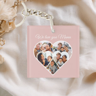 Mother’s Day Photo Collage Heart Family Picture Keychain