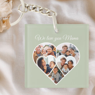 Mother’s Day Photo Collage Heart Family Picture Keychain
