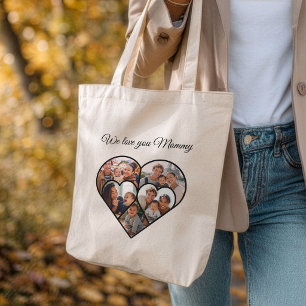 Mother’s Day Photo Collage Heart Family Picture  Tote Bag