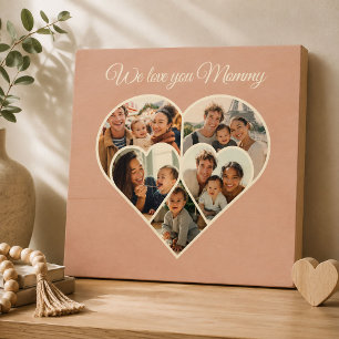 Mother’s Day Photo Collage Heart Family Picture Wood Wall Art