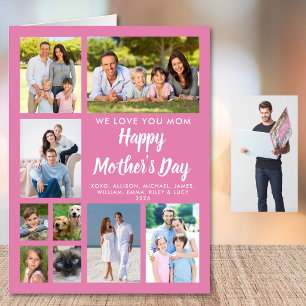 Mother’s Day Photo Collage Pink Jumbo Card