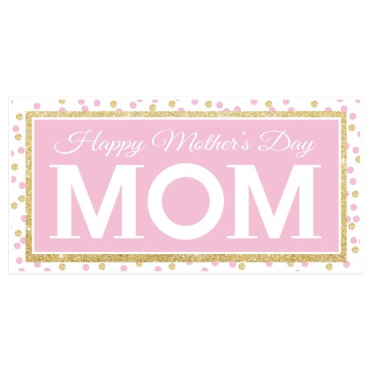 Mother’s Day Pink & Gold Confetti Banner (Front)