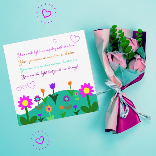 Motherâs Day poetry and flourished hill Card