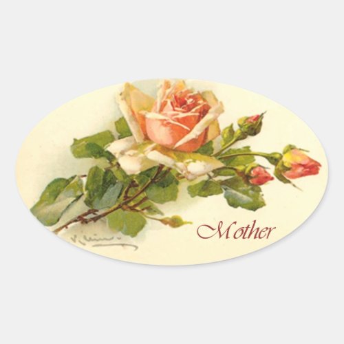 Mothers Day Rose Oval Sticker