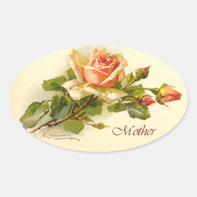Mother’s Day Rose Oval Sticker (Front)