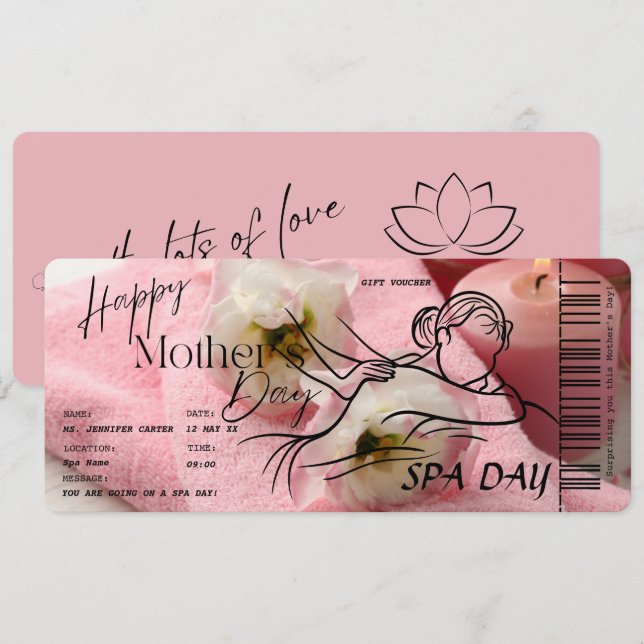 Mother’s Day Spa Day Surprise Voucher  Invitation (Front/Back)