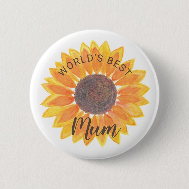 Mother’s Day Sunflower World’s Best Mom Button (Front)