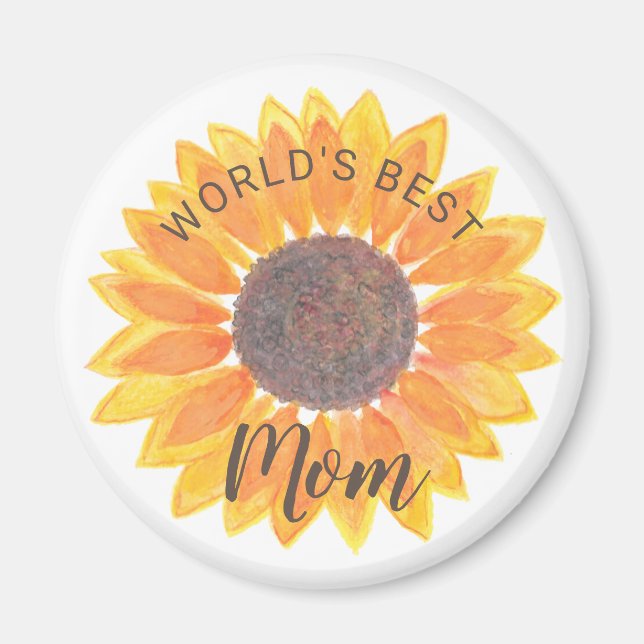 Mother’s Day Sunflower World’s Best Mom Magnet (Front)