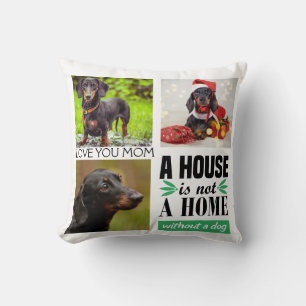Mother’s Day three photo collage with the dog Throw Pillow