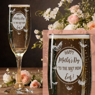 Mother’s Day wishes with butterflies Champagne Flute