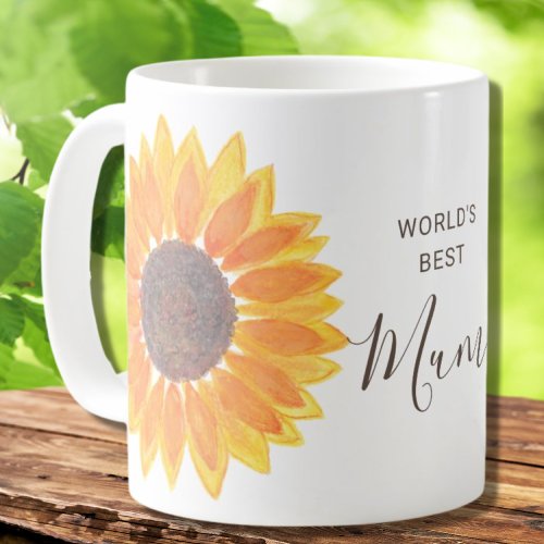 Mothers Day Yellow Sunflower Worlds Best Mom Coffee Mug