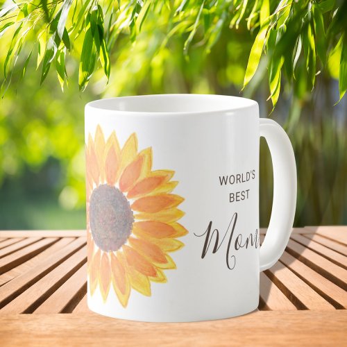 Mothers Day Yellow Sunflower Worlds Best Mom Coffee Mug