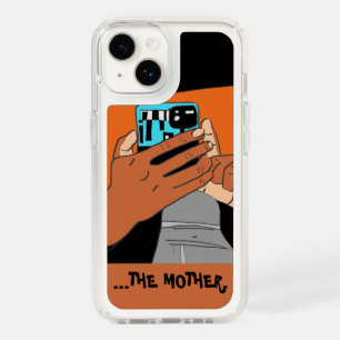 Mother’s Mobile Hands Cyan Orange Black Speck iPhone 14 Case