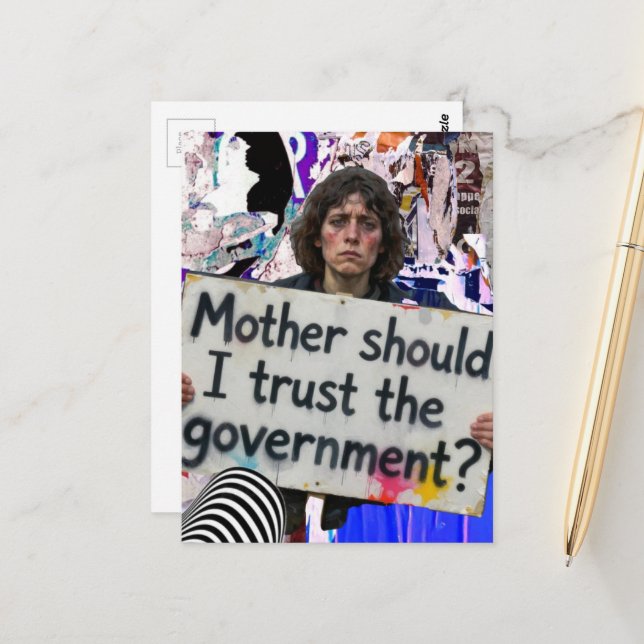 Mother should I trust the government? collage Postcard (Front/Back In Situ)