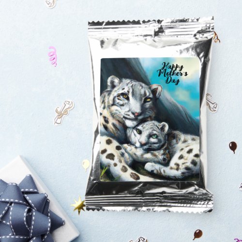 Mother Snow Leopard and Cub in the Mountains Coffee Drink Mix