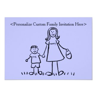 Mother & Son Custom Family Characters Invitation