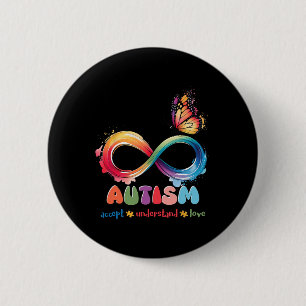 Mother Son Family Accept Autistic Kids Autism Awar Button