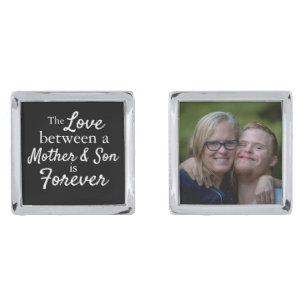 Mother Son Forever Memorial Photo Wedding Black Cufflinks