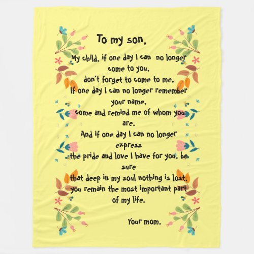 Motherson love message fleece blanket