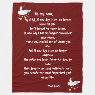 Mother/son love message fleece blanket