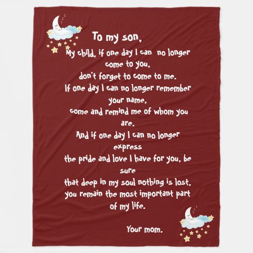 Motherson love message fleece blanket