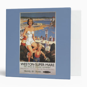 Mother & Son on Beach Railway Poster Binder