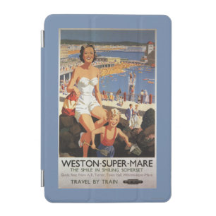 Mother & Son on Beach Railway Poster iPad Mini Cover