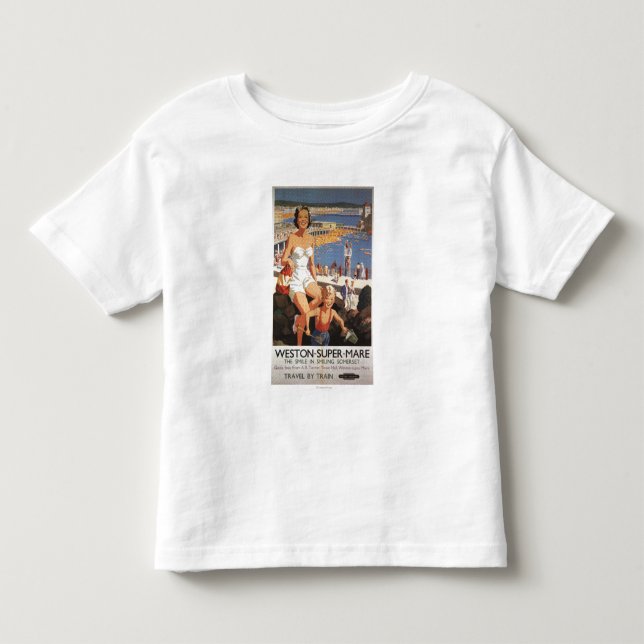 Mother & Son on Beach Railway Poster Toddler T-shirt (Front)