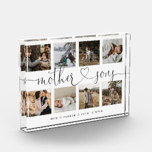 Mother Sons Heart Script   Photo Grid Collage Block