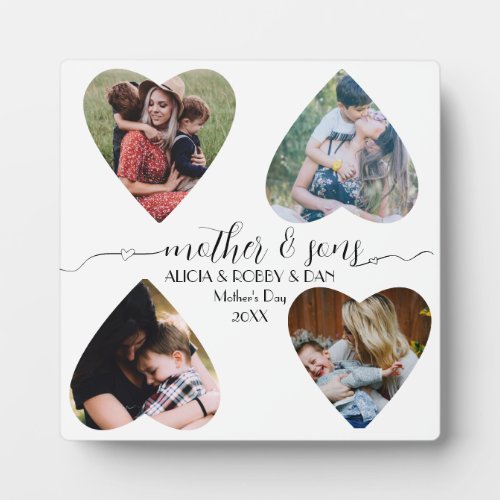 Mother Sons Script Love Keepsake Gift Collage Plaque