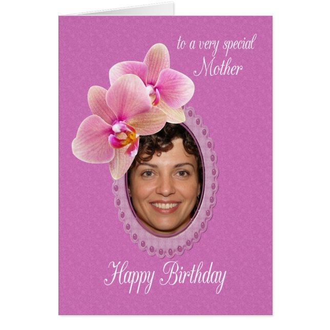 Mother Special Birthday Wishes Orchids Cards (Front)