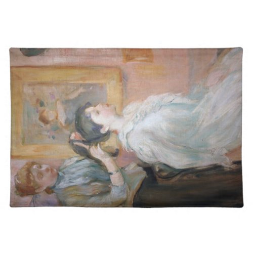 Mother Styling Daughters Hair by Berthe Morisot Cloth Placemat