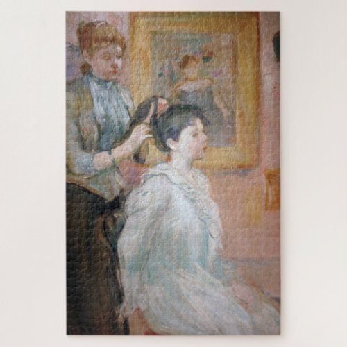 Mother Styling Daughters Hair by Berthe Morisot Jigsaw Puzzle