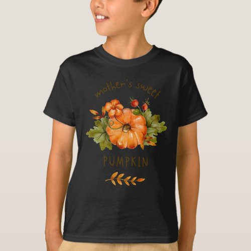 Mother sweet pumpkin black kids T_shirt 