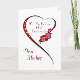 Mother, Swirling heart Chief Bridesmaid invite