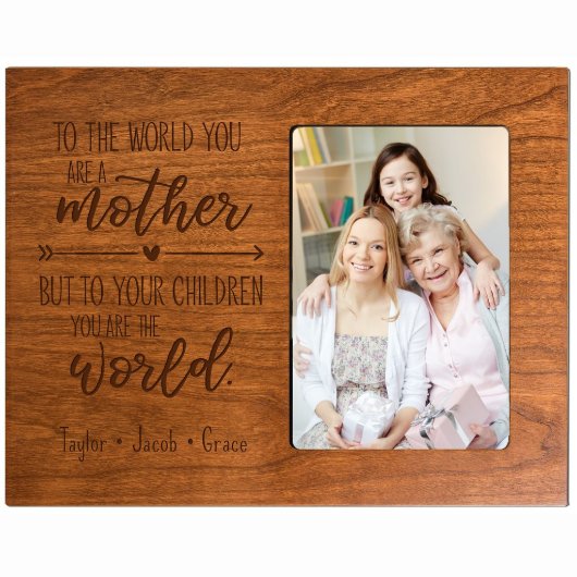 Mother the World 8"x10" Cherry Wood Picture Frame (Front)