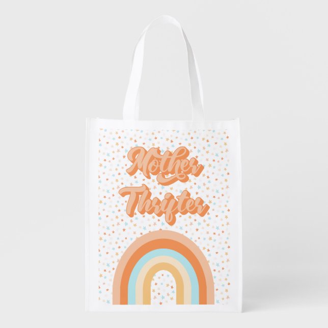 Mother Thrifter Rainbow Reusable Grocery Tote (Front)