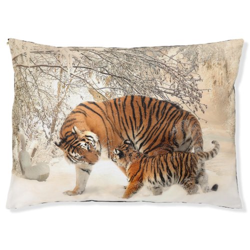 Mother Tiger and Cub in Snow Pet Bed