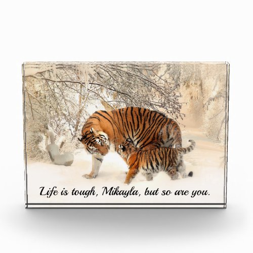 Mother Tiger and Cub Inspiring Quote  Photo Block