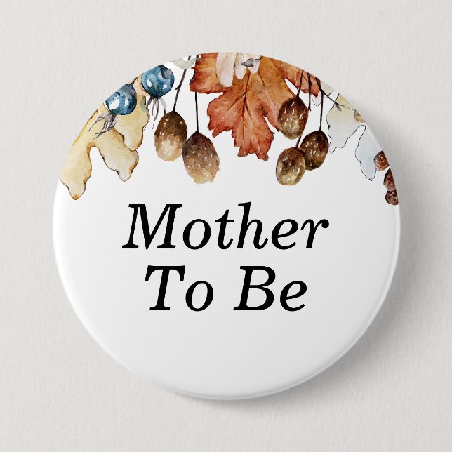 Mother To Be Autumn Foliage Fall in Love Button (Front)