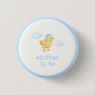 Mother To Be Blue Sky Cloud Chicken Baby Shower Button