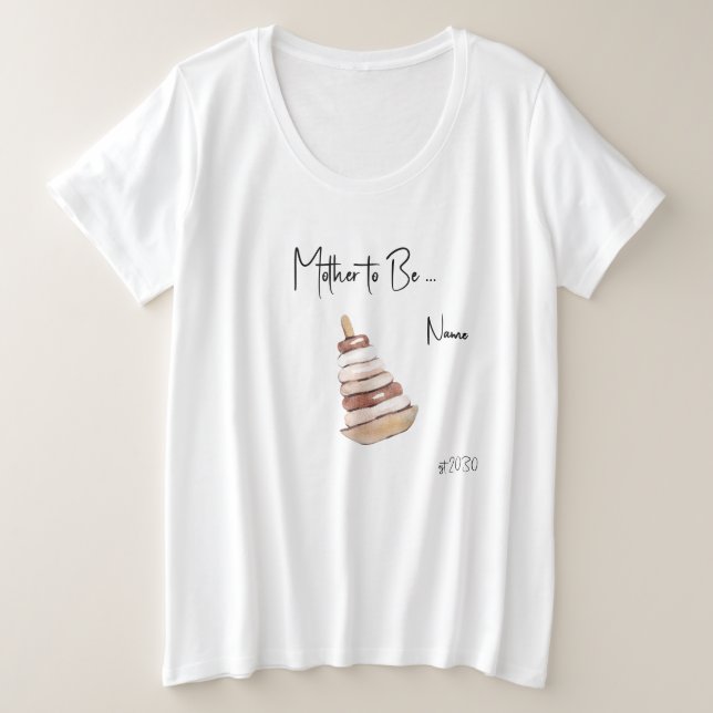 Mother-to-Be Boho Baby Shower Plus Size T-Shirt (Design Front)