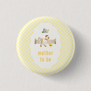 Mother To Be Gingham Farm Chicks Baby Shower  Button