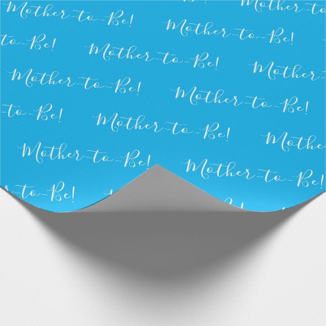 Mother to Be Script Blue Baby Shower Wrapping Paper (Corner)