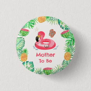 Mother To Be Tropical Beach Pool Baby Shower Button