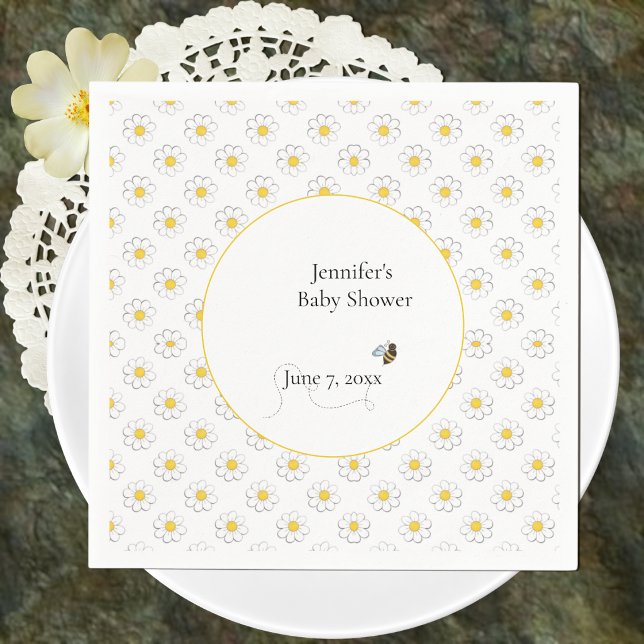 Mother-to-Bee Baby Shower White Napkins (Creator Uploaded)