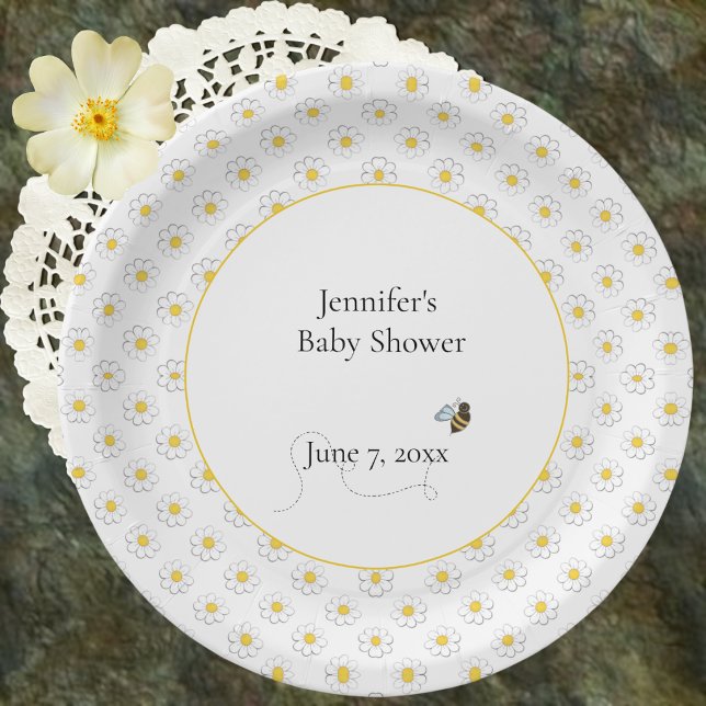 Mother-to-Bee Baby Shower White Paper Plates (Creator Uploaded)